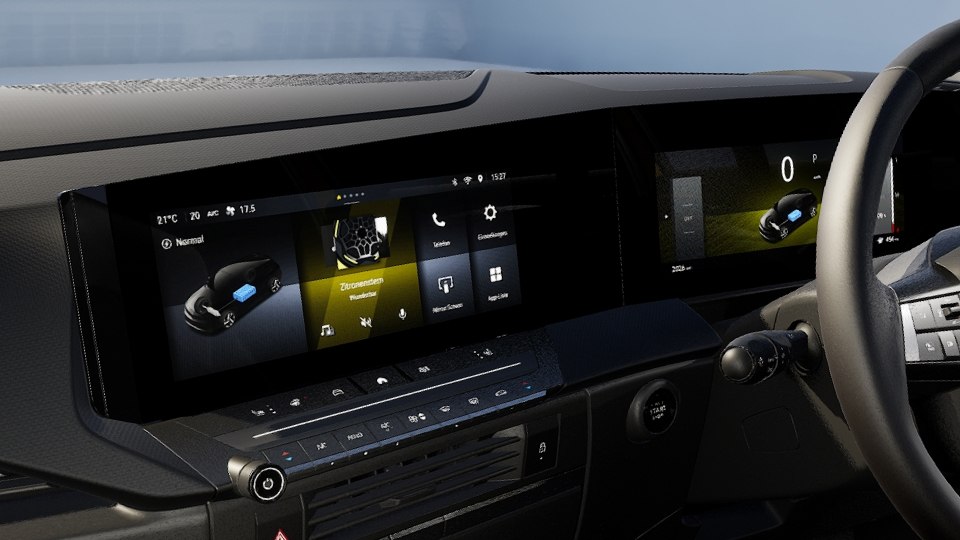 # 10" Pure Panel Pro with wireless Apple CarPlay™/Android Auto™ connection; # 10'' Driver information cluster; # Navigation System; # 6 speakers; # Wireless phone charging; # E-Call and A-Call; # 1 USB C