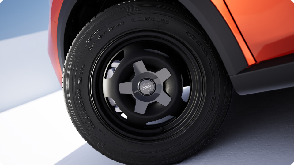 Rugged-looking 16" steel wheels with cover