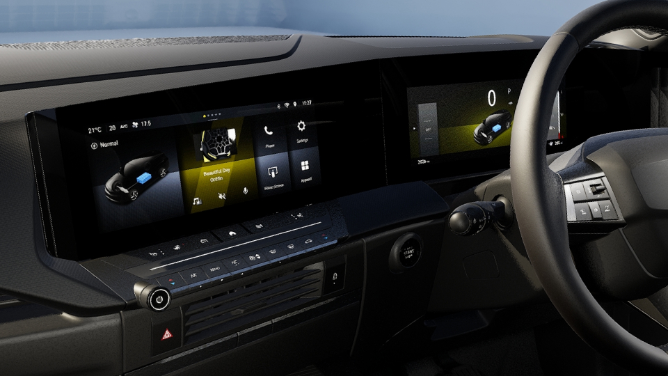 # 10" Pure Panel Pro with wireless Apple CarPlay™/Android Auto™ connection; # 10'' Driver information cluster; # Navigation System; # 6 speakers; # Wireless phone charging; # E-Call and A-Call; # 1 USB C