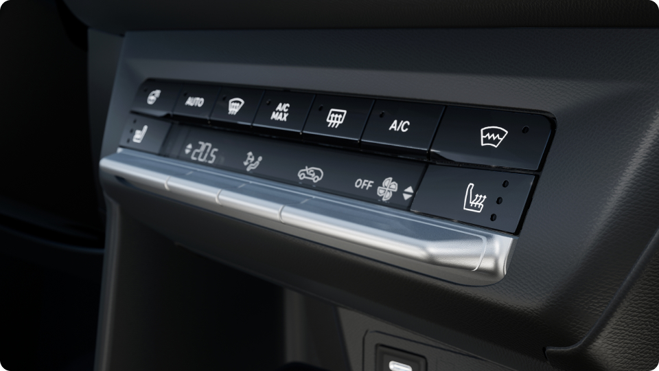 # Le Frontera Edition est équipée d'une climatisation manuelle. Si vous choisissez la finition Frontera GS, vous bénéficierez d'une climatisation automatique.; # Essuie-glaces avant automatiques; # Essuie-glaces arrière avec commande via le commutateur combiné; # Essuie-glaces arrière intermittents; # Dégivrage de la lunette arrière